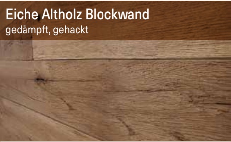 Eiche Altholz Blockwand, gedämpft, gehackt