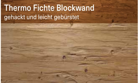 Thermo Fichte Blockwand, gehackt und leicht gebürstet
