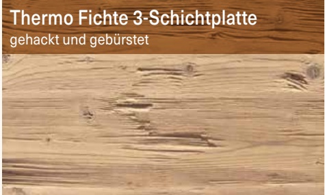 Thermo Fichte 3-Schichtplatte, gehackt und gebürstet